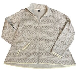 Eddie Bauer Women's Plus‎ Size 2XL Zip Up Jacket Beige Aztec Pattern 488 NWOT